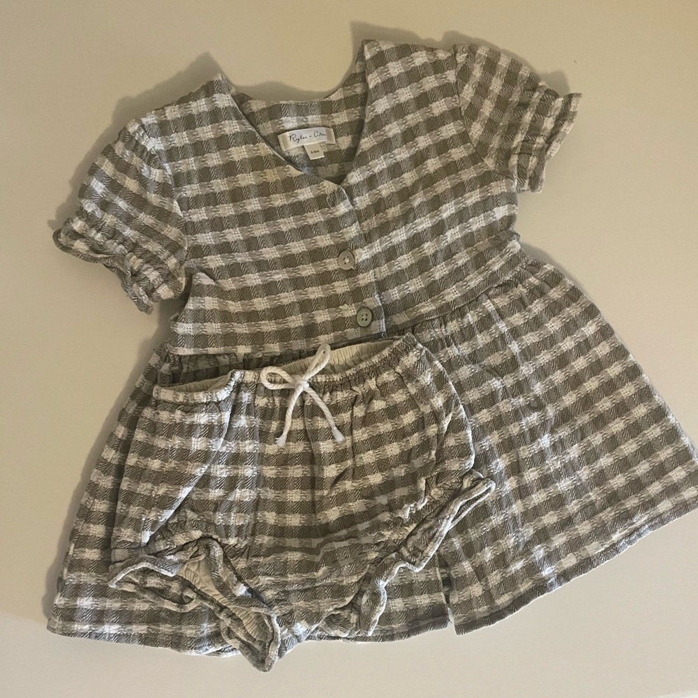 Rylee and Cru Gingham Sage Dress 3-6M